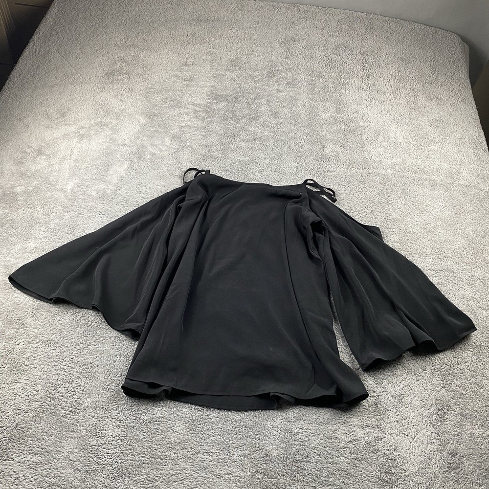 Bar III Top Sheer Top Blouse Womens XS‎ Black Puffy Sleeve